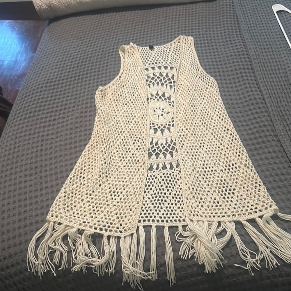 Free Press Cream Asymmetrical Cut Out Tank Top